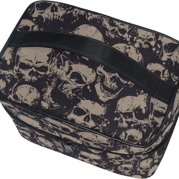 Makeup Bag, Grunge Skulls Travel Makeup Organizer Bag Cosmetic Cases Toiletry Ba - Picture 3 of 5
